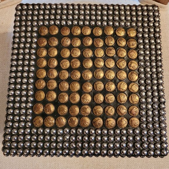 KIM SEYBERT BRASS AND NICKEL STUDDED BOX 6X6 - Picture 1 of 4